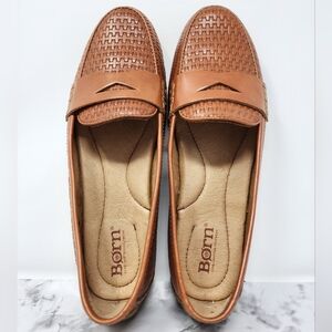 Born Malena Woven Leather Driving Loafers